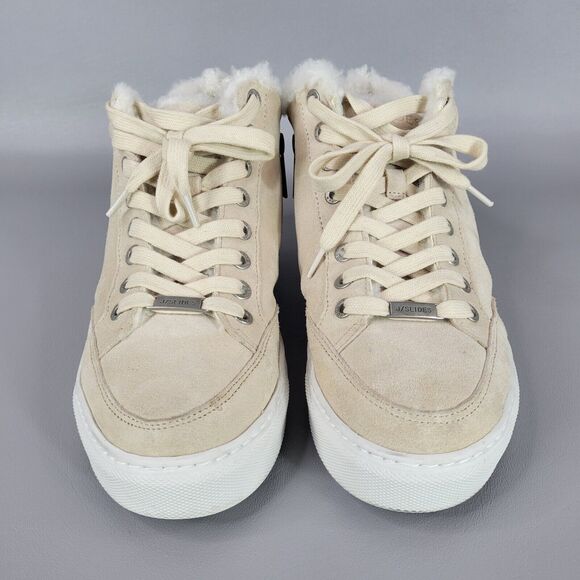 J/SLIDES Leslie Shearling Trim Suede Leather Mid Top Sneakers Size 7 Women's - Picture 5 of 15